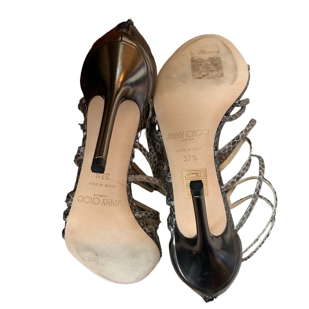 Jimmy Choo Python 4” Strappy Heels Size 37.5 (Us … - image 2